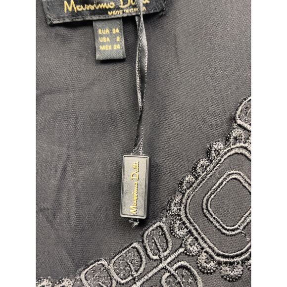 Massimo Dutti Strappy Tank Top Blouse Womens 2 Small Black Embroidered NWOT - Picture 5 of 8